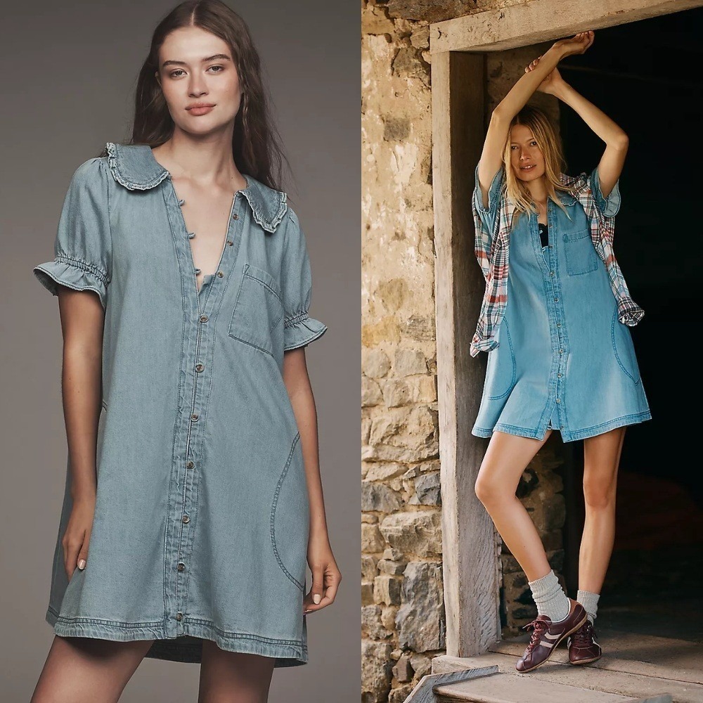 NWT Anthropologie Pilcro The Keira Denim Mini Dress Small
